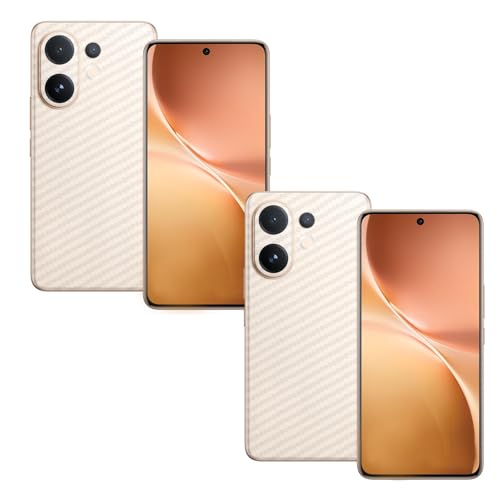 Image of (Pack of 2) Compatible with Skin Sticker /Vinyl wrap /Protective Film Mobile Back Skin Carbon Fiber 3D Transparent by Candeal Mizhan(Only Back) (Vivo, Vivo V60 5G)