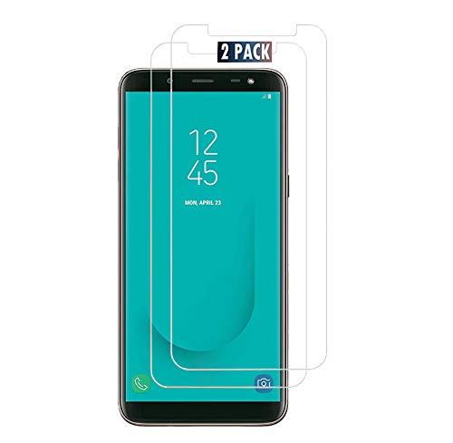 Galaxy J6 [2 PACK] Tempered Glass Screen Protector Easy Bubble-Free Installation HD Ultra Clear shatterproof with 9H Hardness and Anti Fingerprint Oleo-phobic Coating For Samsung Galaxy J6 2018