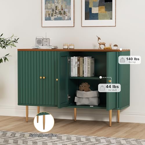 HOLTICO Sideboards, Buffet Cabinet with 4 Doors and Removable Shelves, Modern Accent Cabinet Sideboard Storage Cupboard for Living Room, Kitchen, Green - Image 7