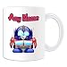 Regalo personalizzato – Optimus Prime tazza, motivo: pinguino personaggi del film, bianco) – qualsiasi nome/messaggio personalizzato – Costume Movie Superhero eroe Transformers Autobot robot Alien