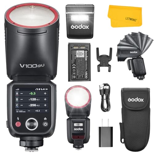 Godox V100 O V100-O Flash for Olympus, 2.4G 100W TTL Panasonic Speedlite HSS 1/8000S, Touchscreen Control, Lithium Battery, 400 FulI Power Flashes, External Flash for Panasonic Camera(USA Version)