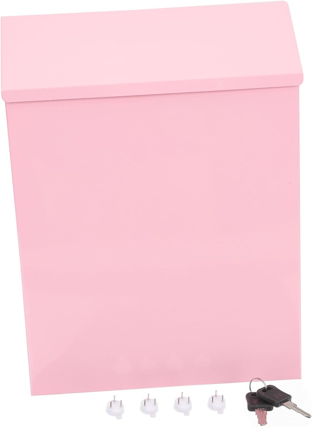 Kisangel Multi-Function Wall-Mounted Mailbox with Lockable Drop Box, Convenient Household Suggestion Letter Box, Pink Metal Mail Accessory for Outdoor Use