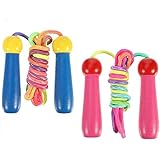 NETUME Springseil Kinder, 2 Stück Verstellbare Seilspringen Fitness Kinder, Rope Skipping Seil Mit Holzgriff und Baumwollseil - Jump Rope Kids Speed Rope Springseil Sport für kids Mädchen Jungen 200cm