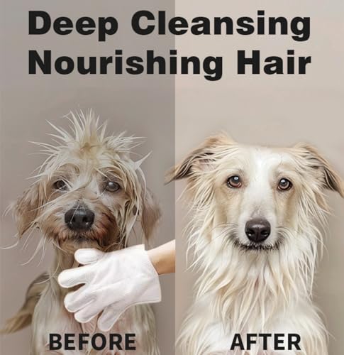 Image of Pet Grooming Gloves for Dogs and Cats, coconut oil for dogs , dog paw wipes ,dog washing gloves (unscented 24pcs)