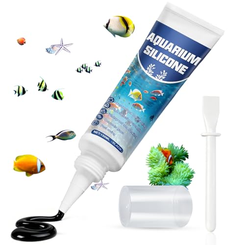 ALLONY Aquarium Silikon, 150ML Aquariensilikon, Aquarium Silikon Schwarz, Aquaristik Silikonkleber, Hochelastischer, Wasserfest, Aquarium Kleber zum Aquarien Terrarium Glaskonstruktionen