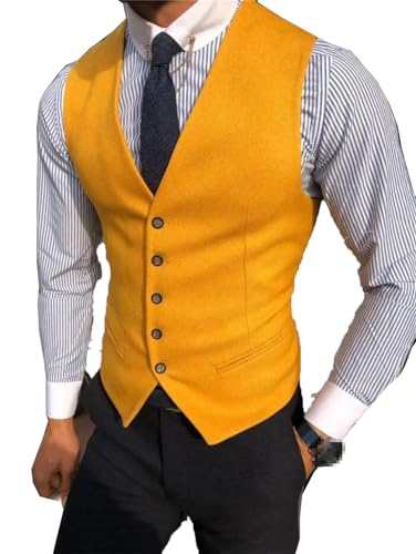 Men Vest Classic Cotton Blended Slim Fit Formal Suit Waistcoat Busoness Vest