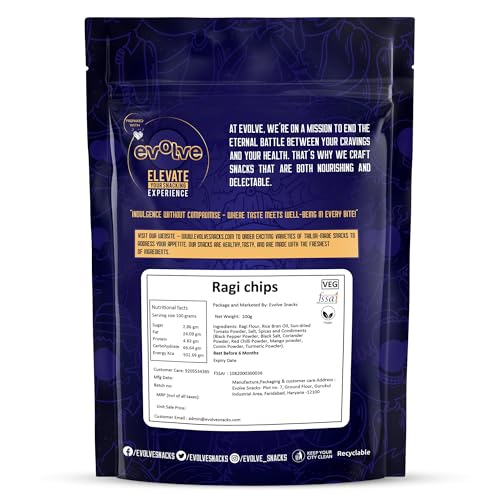 Evolve Ragi Chips Healthy Snack for Kids, Adults | Gluten Free, Vegan, No Artificial Color or Sugar, Millet Blend, Ideal for Weight Loss - 100g Pack of 3 - Image 2 thumbnail