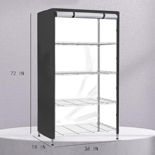 91,4 x 45,7 x 182,9 cm Aufbewahrungsregal-Abdeckung, Drahtregal, schwarzes PVC-Netz, wasserdichtes Standregal, Staubschutzabdeckung