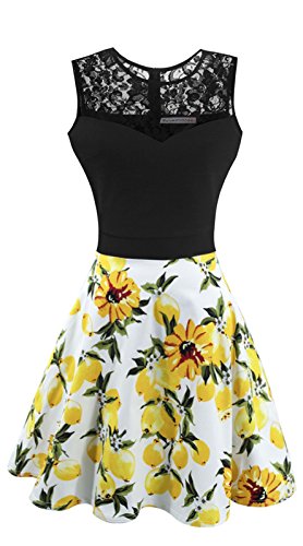 Sylvestidoso Women's A-Line Pleated Sleeveless Little Cocktail Party Dress with Black Top