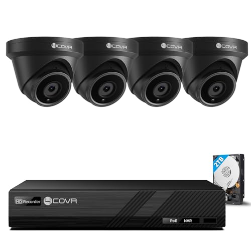 Amazon.co.jp: 4COVR 防犯カメラ PoE給電 有線 黒色デザインドーム型