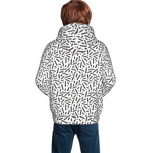Mosaic Black and White Texture Kid Hoodies Boys Sweatshirts Girls Pullover with Pocket4
