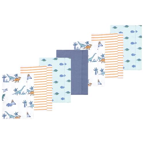 Image of Luvable Friends Hudson Baby Flannel Burp Cloths 7pk, Dino Garden