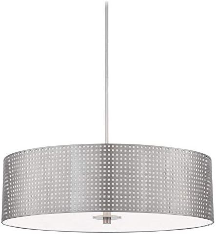 GEORGE KOVACS Lighting P5745-084 Grid-Four Light Drum Pendant in Contemporary Style-24 Inches Wide by 7.5 Inches Tall, Brushed Nickel Finish