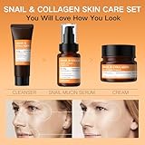 97.5% Snail Mucin Skin Care Set, Anti-Aging Snail Collagen Facial Kit For Women - Korean Glass Skin Routine, With Hydrating & Repair Serum, Cream & Cleanser For Dry, Sensitive, Acne-Prone Skin - Image 4