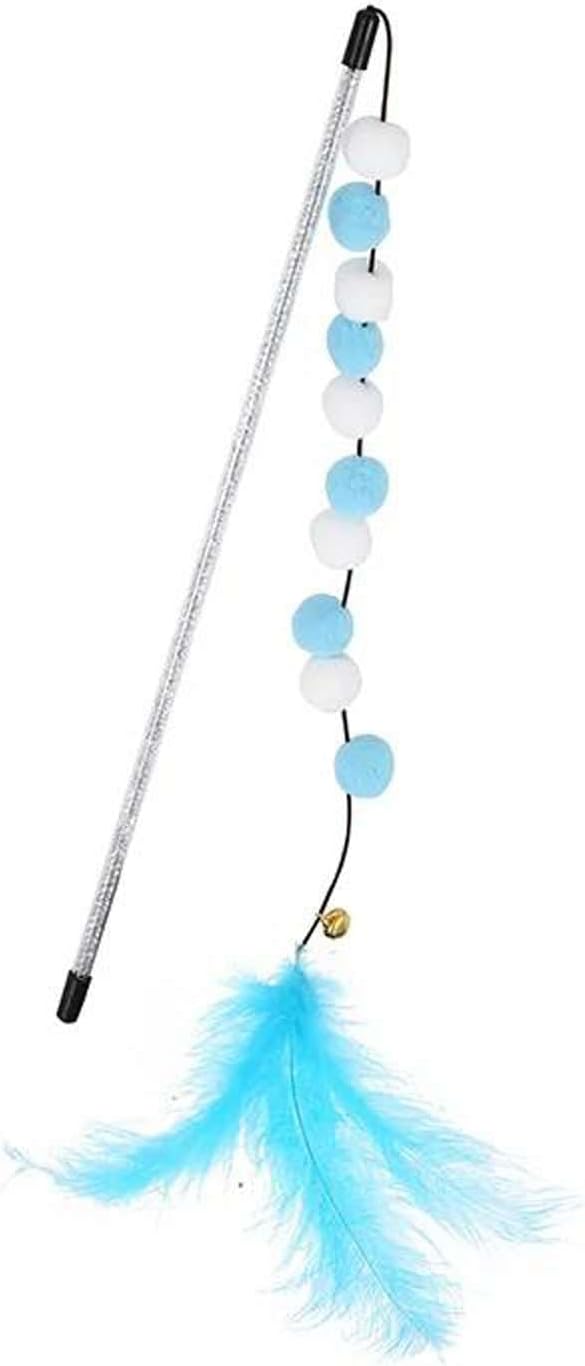 Kitten Cat Teaser Interactive Toy Rod with Bell and Feather Toys for Cats Interactive Toy Rod