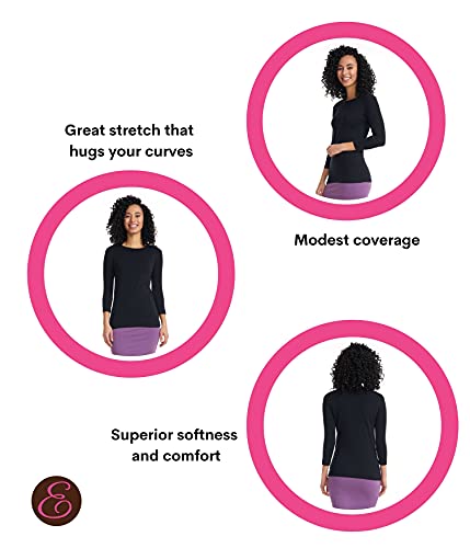 Esteez 3/4 Sleeve Shirts For Women - 3/4 Sleeve Tops For Women - Women's T-Shirts - Black Tshirts Shirts For Women - Womens Black Tshirt - Women Black Cotton Shirt (Ex801941 Black X-Large) #TOP3