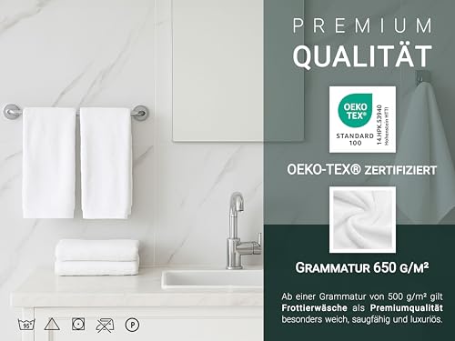 ZOLLNER 10er Set Premium Gästetücher in 40x60 cm - extrem saugstarke und weiche Handtücher in weiß - hochwertiger Saum - waschbar bis 95°C - Baumwolle - Hotelqualität - Oeko Tex® Zertifiziert