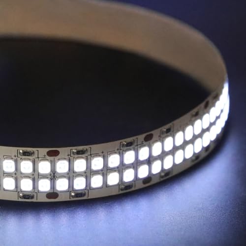 24V High-Intensity 365nm UV Light Strip Double Row 480 LEDs 1m 3.28Ft 22W High Power Flexible Black Light Strip 4mm LED Spacing IP20 Indoor Dimmable Ultraviolet Light for Resin Curing (365nm IP20)