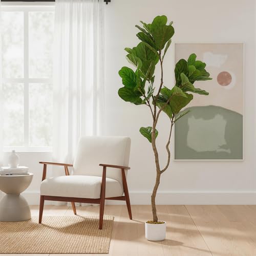 5 ft Artificial Fiddle Leaf Fig Tree with Pot, Evergreen