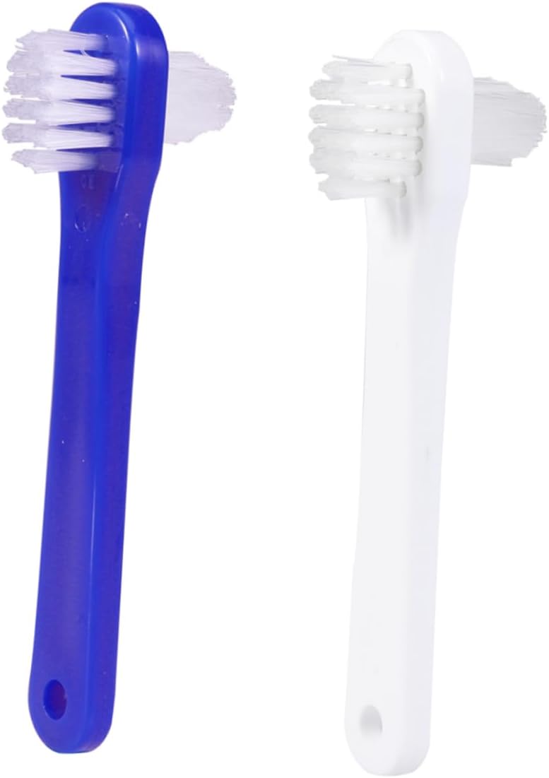 4pcs Denture Brush Heads Double Sided Toothbrush False Teeth Cleaner Denture Cleaning Tool Gentle Bristles