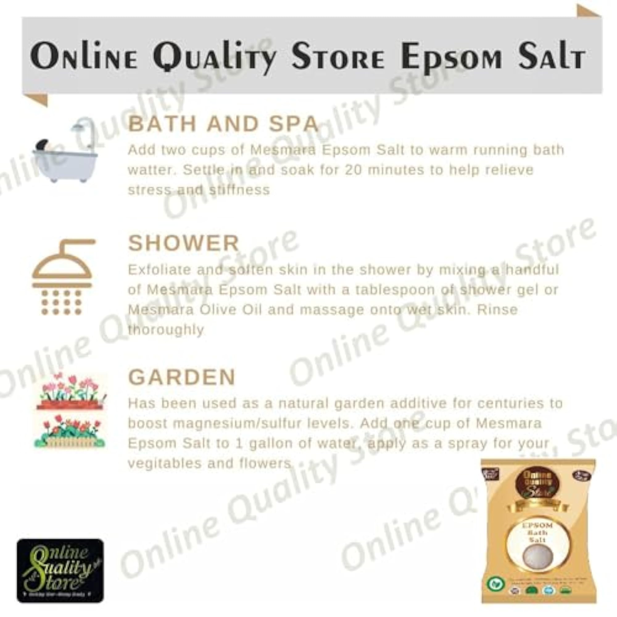Epsom Bath Salt for Muscle Relief, Relaxation & Garden Use