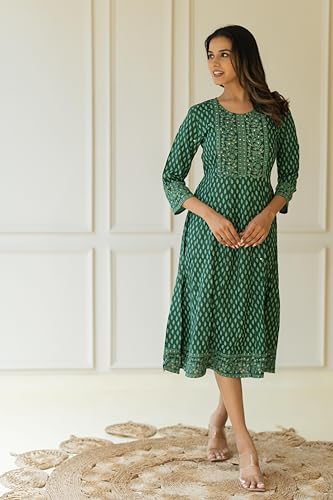 Image of MIRCHI FASHION Women's Cotton Relaxed Fit Anarkali Kurti