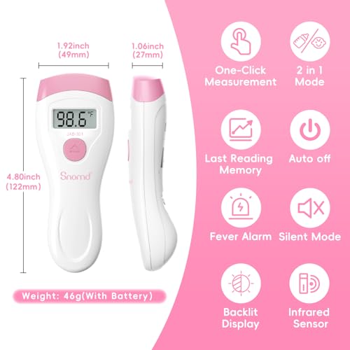 Image of Non-Touch Forehead Thermometer, Digital 2-in-1 Infrared Thermometer for Adults, Kids, and Babies with Fever Alarm, Instant Reading, Medical-Grade Accuracy