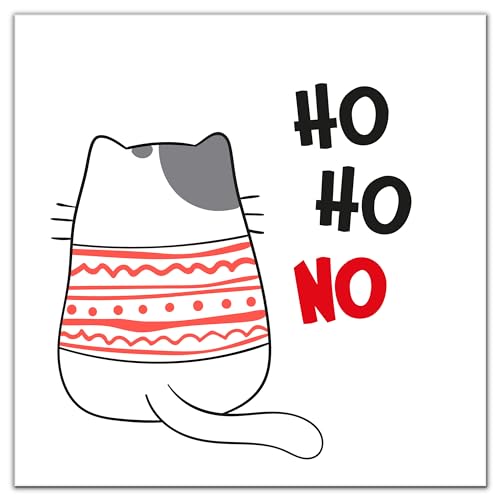 Pet Cat Funny Xmas Card Merry Happy Christmas Festive Santa Greeting Gift From The Grumpy KItty Lovers Meow Fur for Mum Dad Sister Bestie Colleagues Friend Son Daughter Brother 14x14 cm