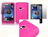  MTA – Carcasa de silicona color rosa para Sony Ericsson X10 Mini + película de protección de pantalla