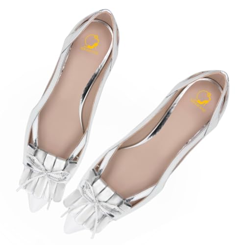 SHODENSE Women Flats Shoes Bow Pointed Closed Toe Ballet Flats Comfy Slip On Tassel Flats Cutout Suede Wingtip 4-11 M US