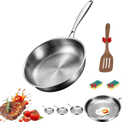 Titanium Frying Pan, 2026 Upgrade Titanium Hammered Pan Pro with Lid, Titaniums 26/28/30cm Frying Pan for Cooking for All Stovetops, Extreme Heat-Resistant & Lasts a Lifetime (No lid, 26cm)