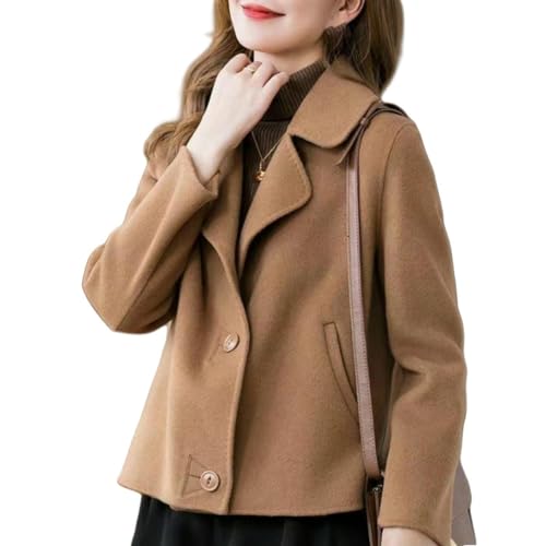 JYHBHMZG Mujer Cachemira Otoño Ropa de abrigo de moda Corta Doble Cara Chaqueta de twe, caqui, M