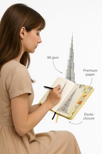 Image of COI Magical Hardbound Notebook 5.5x8.5″ - 192 Unruled Pages, 80 GSM Natural-Shade Paper, Elastic Band & Dual Ribbon Bookmarks
