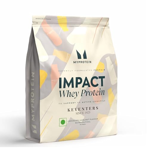 Image of Myprotein Impact Whey Protein 22 Gm Premium Whey Protein | 4.5g BCAA, 3.6g Glutamine Builds Lean Muscle & Aids Recovery |Keveners Chocolate Hazelnut | 01 KG |