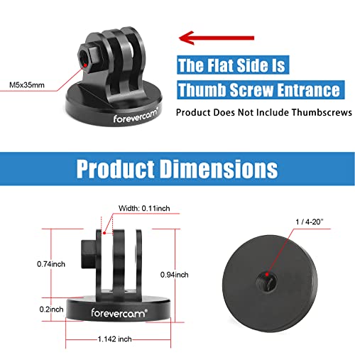 Forevercam Aluminum Tripod Mount Adapter For Gopro Monopod Adapter Mount Compatible For Gopro Hero 11/10/9/8/7/6/5/4/3+/3/2/1/ Dji Sony Akaso Campark And Other Action Camera Black #TOP1