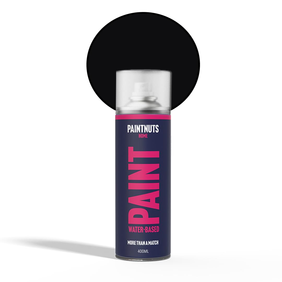 Paintnuts Jet Black Water Based Multi-Surface Paint - Ral-9005 - Satin 400Ml Spray Can