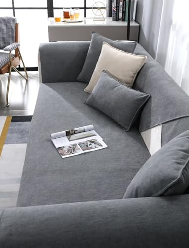 Edumov Sofa Überzug, Sofaschoner Rutschfester - Sofabezug Couchschoner L Form Ecksofa- Couch Überzug 2 3 4 Sitzer - Sofa Cover Überwurfdecke - Weiche Sofadecken Sitzfläche(Grau, 70x150cm)