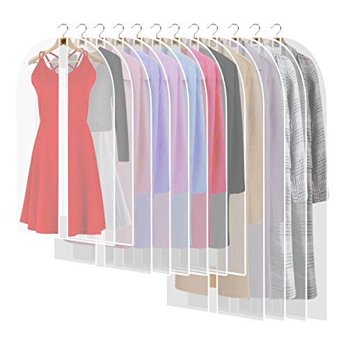 12 Piezas Fundas de Ropa, Bolsa de Ropa A Prueba de Polvo, Impermeables y con Humedad, Funda Abrigo Ropa Trajes Lavable y Diseño de Cremallera...