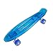 XMGJ LED Planche À roulettes Mini Longboard Planche À Poisson Flash Roues Rétro Enfants Cruiser Scooter Planche À roulettes Transparente,Bleu