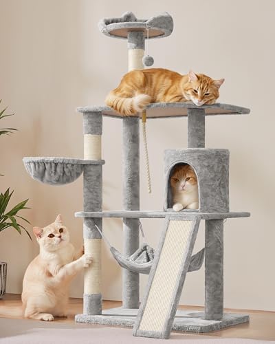 Yaheetech 63.5in Multi-Level Cat Tree Tower Condo with Scratching Posts, Platform & Hammock, Cat Activity Center Play Furniture for Kittens, Cats, and Pets