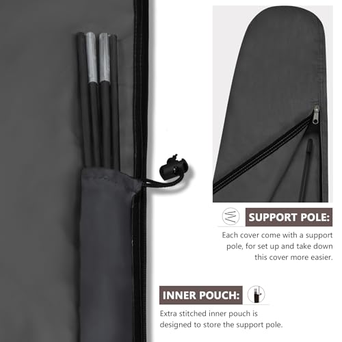 Ultcover Ombrellone Da Patio 600D Impermeabile Esterno Offset Stile Banana Copertura Ombrello – Adatto A Ombrello A Sbalzo Offset 20-3 Piedi, Nero - 6