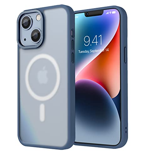 Image of Vaku Luxos Trans Armor MagPro for iPhone 14 Plus Cover Case, 6 Feet Drop, Metal Ring Camera Protection, Shockproof, Scratch Resistant, Slim, Compatible with MagSafe Back Cover - Dark Blue