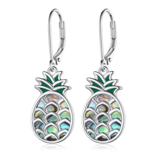 Womens Pineapple Earrings 925 Sterling Silver Leverback Upside Down Pineapple Earrings Beach Jewelry Gifts for Women