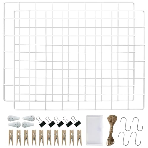 LOYONAL Grille Murale Decorative, Grille Photo Mural, Grillage Photo Deco Mural, Panneau Grillage Photo, 2 Pack Grille Mural Metal - Chambre DIY