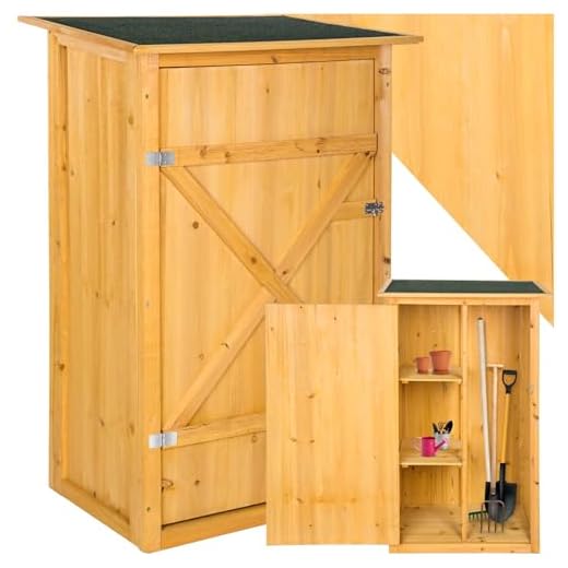 tectake® Abri de Jardin Bois Cabane de Jardin à Outils Toit Plat, Rangement et Stockage extérieurs pour Outils de Jardinage Armoire de Jardin Abri de Stockage Remise Outils 75 x 56 x 118 cm