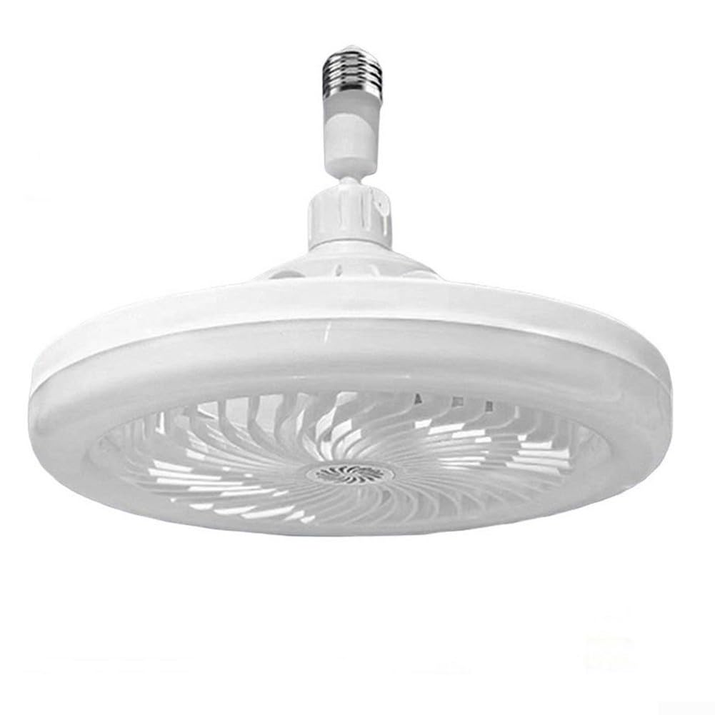 Belnotelt E27 Screw Fan Bulb With Remote Control, LED Ceiling Fan Light For Bedroom, 3-in-1 Integrated Lamp And Quiet Air Circulator, ABS Material(White)