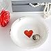 Creative Co-Op Decorative Distressed White Terra Cotta Plate with Red Heart