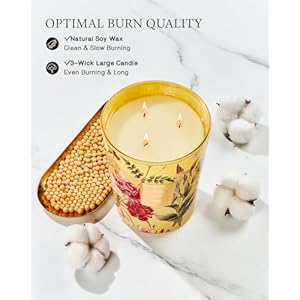 Msense apple crumble scented candle home decor extra large 3 wick natural soy wax candles for home scented christmas candles gift for winter holiday 150 hours long lasting slow burning 35 oz  urban country home decor