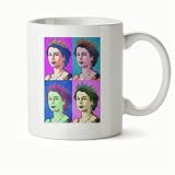 TYmall 1926–2022 Queen Elizabeth II Platinum Jubilee Tasse, Weiß, 325 ml, Portrait der Königin Elizabeth II Pop Art