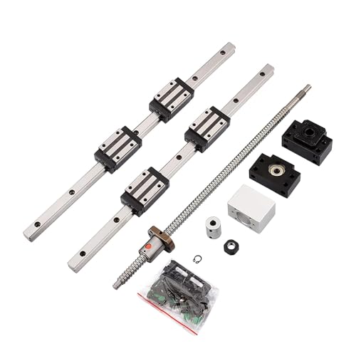 Hocpkot 2Pcs 300Mm Hgr15 Linear Guide Rail With 4 Bearing Block,1Pcs 300Mm Sfu1204 Ball Screw With Metal Deflector Ball Screw Nut cover
